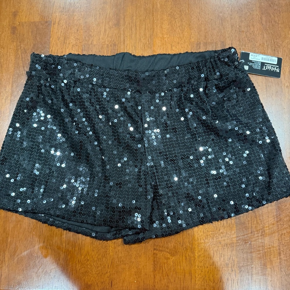 Spirit Black Sequin High Waist Shorts